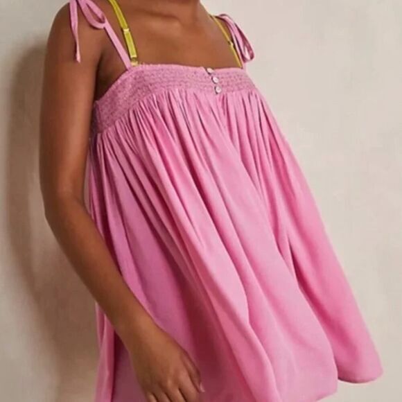 New! Intimately Free‎ People Pink oversized Sleep Rule the World Romper, size L - Picture 1 of 16